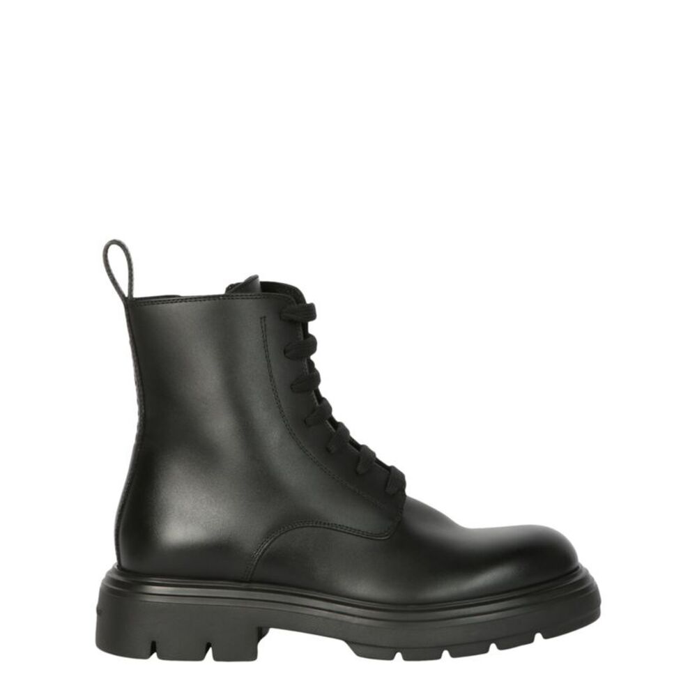 Ferragamo Dionne Leather Combat Boots Black Womens
